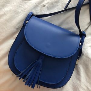 Beautiful blue leather crossbody purse
